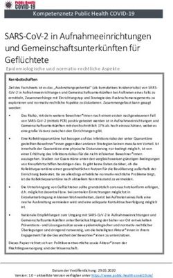 SARS COV 2 IN AUFNAHMEEINRICHTUNGEN UND GEMEINSCHAFTSUNTERKÜNFTEN FÜR GEFLÜCHTETE