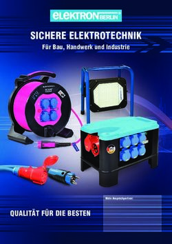 SICHERE ELEKTROTECHNIK - QUALIT&Auml;T F&Uuml;R DIE BESTEN - Elektron Berlin