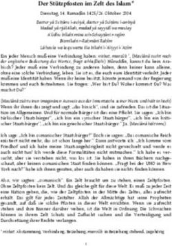Der St&uuml;tzpfosten im Zelt des Islam * - Dienstag, 14. Ramaḍ&acirc;n 1425/26. Oktober 2004