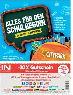 Viele tolle Aktionen zum Schul- und Unistart für Schüler und Studenten! - Weitere Infos unter: Citypark