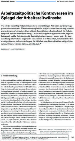 Arbeitszeitpolitische Kontroversen im Spiegel der Arbeitszeitw&uuml;nsche