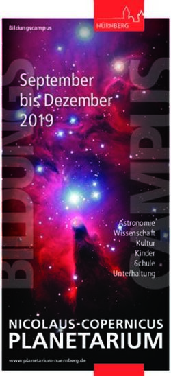 September bis Dezember 2019 - Astronomie Wissenschaft Kultur Kinder Schule Unterhaltung - Bildungszentrum Nürnberg