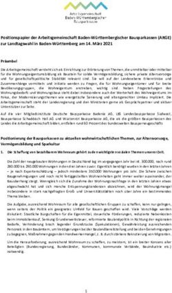 Positionspapier der Arbeitsgemeinschaft Baden-W&uuml;rttembergischer Bausparkassen (ARGE) zur Landtagswahl in Baden-W&uuml;rttemberg am 14. M&auml;rz 2021 Pr&auml;ambel