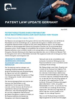 PATENT LAW UPDATE GERMANY - PATENTVERLETZUNG DURCH REPARATUR? NEUE RECHTSPRECHUNG ZUM AUSTAUSCH VON TEILEN - DLA Piper