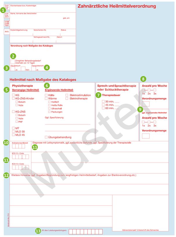 Vordruck Zahnärztliche Heilmittelverordnung Und Ausfüllhinweise ...