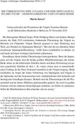 DIE ÜBERSETZUNG DER VULGATA UND DER SEPTUAGINTA INS DEUTSCHE - GEMEINSAMKEITEN UND UNTERSCHIEDE