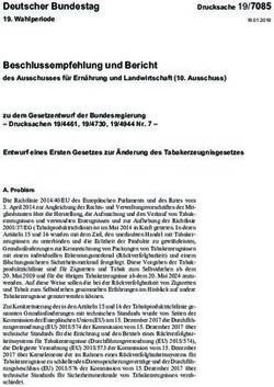 Beschlussempfehlung und Bericht - des Ausschusses f&uuml;r Ern&auml;hrung und Landwirtschaft (10. Ausschuss) - Deutscher Bundestag