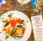 Ricette Vialline di Giugno - Rezepte mit den Erzeugnissen von La Vialla und . frischen Auberginen, Sugo Finto, Mousse di Ricotta