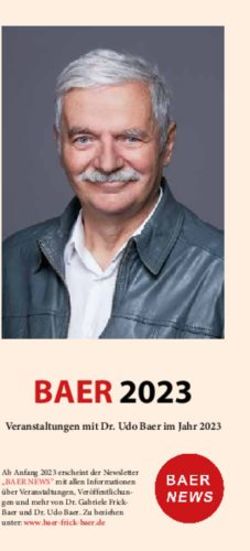 BAER 2023 Veranstaltungen mit Dr. Udo Baer im Jahr 2023