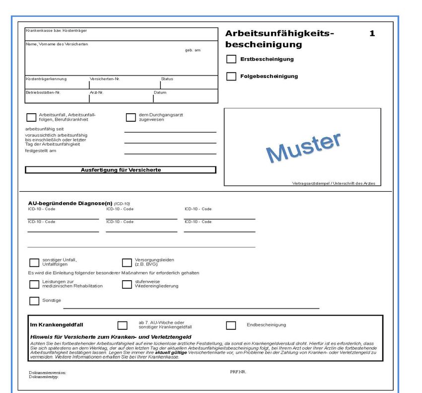 Elektronische Arbeitsunfähigkeitsbescheinigung (eAU), ICD-10-GM ...