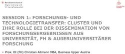SESSION 1: FORSCHUNGS- UND TECHNOLOGIETRANSFER: CLUSTER UND IHRE ROLLE BEI DER DISSEMINATION VON FORSCHUNGSERGEBNISSEN AUS UNIVERSIT&Auml;T, FH & ...