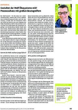 EDITORIAL Gestaltet der Wolf Ökosysteme mit? Prozessschutz mit großen Beutegreifern - über Rieger ...