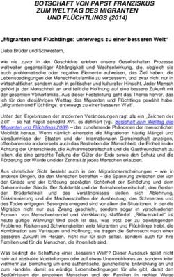 BOTSCHAFT VON PAPST FRANZISKUS ZUM WELTTAG DES MIGRANTEN