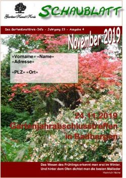 "VORNAME" "NAME" "ADRESSE" "PLZ" "ORT" - DAS GARTENKUNSTKREIS-INFO - JAHRGANG 23 - AUSGABE 4