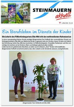 Ein Berufsleben im Dienste der Kinder - Die Leiterin des Flößerkindergartens Elke Witt tritt den wohlverdienten Ruhestand an - Steinmauern