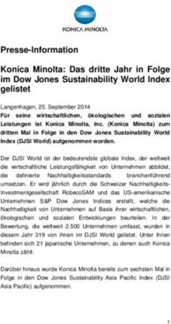 Presse-Information Konica Minolta: Das dritte Jahr in Folge im Dow Jones Sustainability World Index gelistet