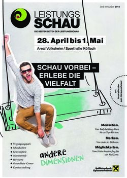 SCHAU VORBEI - ERLEBE DIE VIELFALT - April bis 1. Mai - Leistungsschau