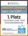 SIEGER 2021 - BESTE BANK 2021 - Volksbank Mittlerer Neckar eG