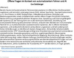 Offene Fragen im Kontext von automatisiertem Fahren und AI - Juristische Fakultät