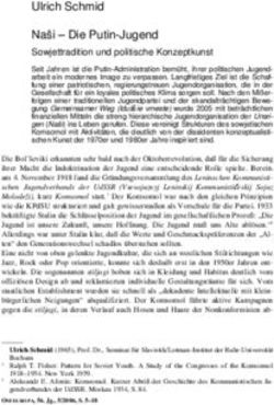 Ulrich Schmid Na&scaron;i - Die Putin-Jugend - Sowjettradition und politische Konzeptkunst