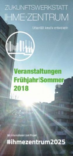 IHME ZENTRUM ZUKUNFTSWERKSTATT - Veranstaltungen Frühjahr Sommer 2018