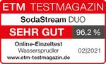 Presseinformation Top-Auszeichnungen und Bestnoten für SodaStream DUO: ETM Testmagazin, Kitchen Innovation und testsieger.de prämieren neue ...
