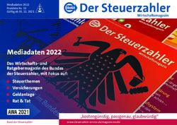Mediadaten 2022 Das Wirtschafts- und Ratgebermagazin des Bundes der Steuerzahler, mit Fokus auf: Steuerthemen Versicherungen Geldanlage Rat & Tat ...