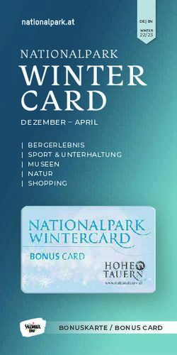 WINTER CARD NATIONALPARK - DEZEMBER - APRIL - Ferienregion Nationalpark Hohe Tauern