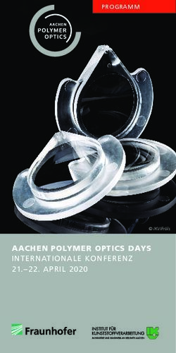 AACHEN POLYMER OPTICS DAYS INTERNATIONALE KONFERENZ 21.- 22. APRIL 2020