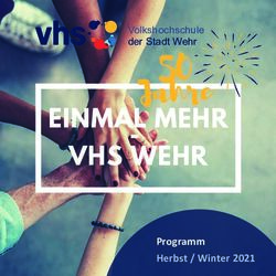 EINMAL MEHR VHS WEHR Programm Herbst / Winter 2021 - Volkshochschule der Stadt Wehr