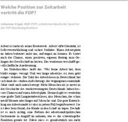 Welche Position zur Zeitarbeit vertritt die FDP?