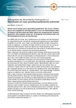 Stellungnahme des Aktionsbündnis Nichtrauchen e.V. Nikotinbeutel: ein neues gesundheitsgefährdendes Suchtmittel - Aktionsbündnis Nichtrauchen