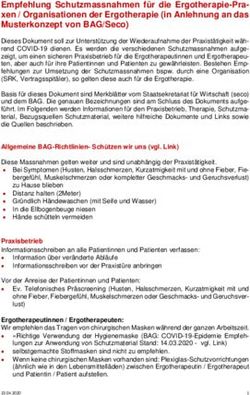 Empfehlung Schutzmassnahmen f&uuml;r die Ergotherapie-Pra- xen / Organisationen der Ergotherapie (in Anlehnung an das Musterkonzept von BAG/Seco)