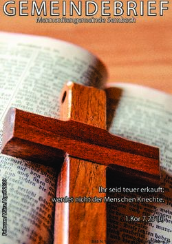 GEMEINDEBRIEF Mennonitengemeinde Sembach - Ihr seid teuer erkauft; werdet nicht der Menschen Knechte. 1.Kor 7,23 (L)