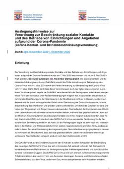 Auslegungshinweise zur Verordnung zur Beschr&auml;nkung sozialer Kontakte und des Betriebs von Einrichtungen und Angeboten aufgrund der Corona-Pandemie ...