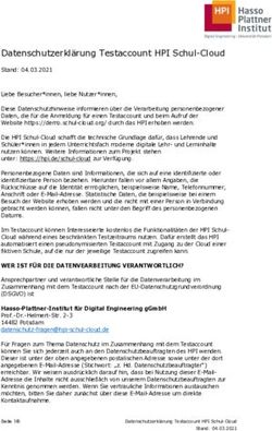Datenschutzerklärung Testaccount HPI Schul-Cloud - Stand: 04.03.2021 Liebe Besucher*innen, liebe Nutzer*innen, Diese Datenschutzhinweise ...