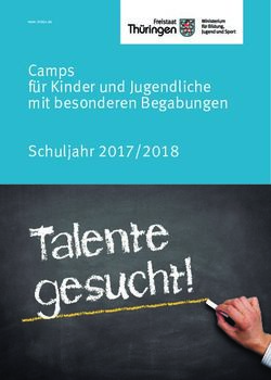 Camps für Kinder und Jugendliche mit besonderen Begabungen Schuljahr 2017/2018