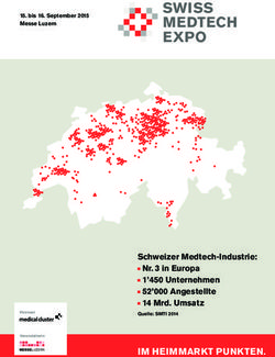 SWISS MEDTECH EXPO - IM HEIMMARKT PUNKTEN. Schweizer Medtech-Industrie: Nr. 3 in Europa 1'450 Unternehmen 52'000 Angestellte 14 Mrd. Umsatz