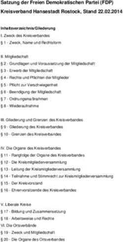 Satzung der Freien Demokratischen Partei (FDP) Kreisverband Hansestadt Rostock, Stand 22.02.2014