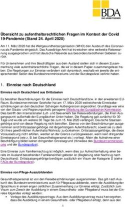 &Uuml;bersicht zu aufenthaltsrechtlichen Fragen im Kontext der Covid 19-Pandemie (Stand 24. April 2020)