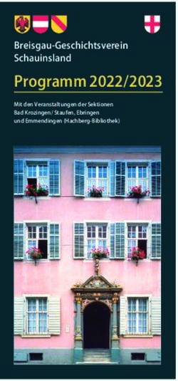 Programm 2022/2023 Breisgau-Geschichtsverein Schauinsland