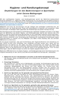 Hygiene- und Handlungskonzept - Empfehlungen f&uuml;r den Badmintonsport in Sporthallen unter Corona-Bedingungen - Badminton NRW