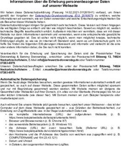 Informationen &uuml;ber die Erhebung personenbezogener Daten auf unserer Webseite