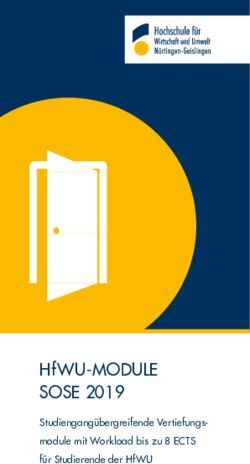 HFWU-MODULE SOSE 2019 - STUDIENGANGÜBERGREIFENDE VERTIEFUNGS-MODULE MIT WORKLOAD BIS ZU 8 ECTS FÜR STUDIERENDE DER HFWU - HOCHSCHULE FÜR ...