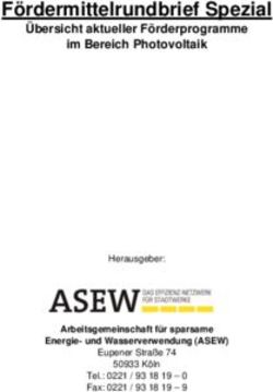 Fördermittelrundbrief Spezial - Übersicht aktueller Förderprogramme im Bereich Photovoltaik - Stadtwerke Oberursel