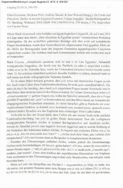 Eitan Grossman, Stephane Polis, Andreas Stauder & Jean Winand (Hrsgg.), On Forms and Functions: Studies in Ancient Egyptian Grammar, Lingua ...