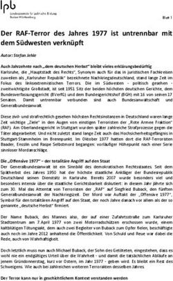 Der RAF Terror des Jahres 1977 ist untrennbar mit dem S&uuml;dwesten verkn&uuml;pft