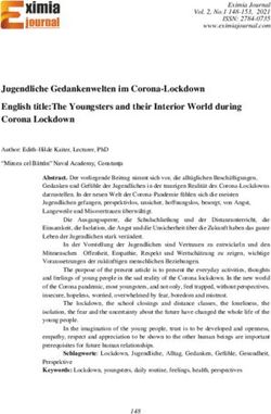 Jugendliche Gedankenwelten im Corona-Lockdown English title:The Youngsters and their Interior World during Corona Lockdown - Eximia