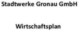 Stadtwerke Gronau GmbH Wirtschaftsplan