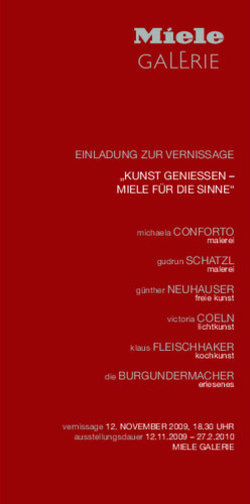 EINLADUNG ZUR VERNISSAGE "KUNST GENIESSEN - MIELE F&Uuml;R DIE SINNE"